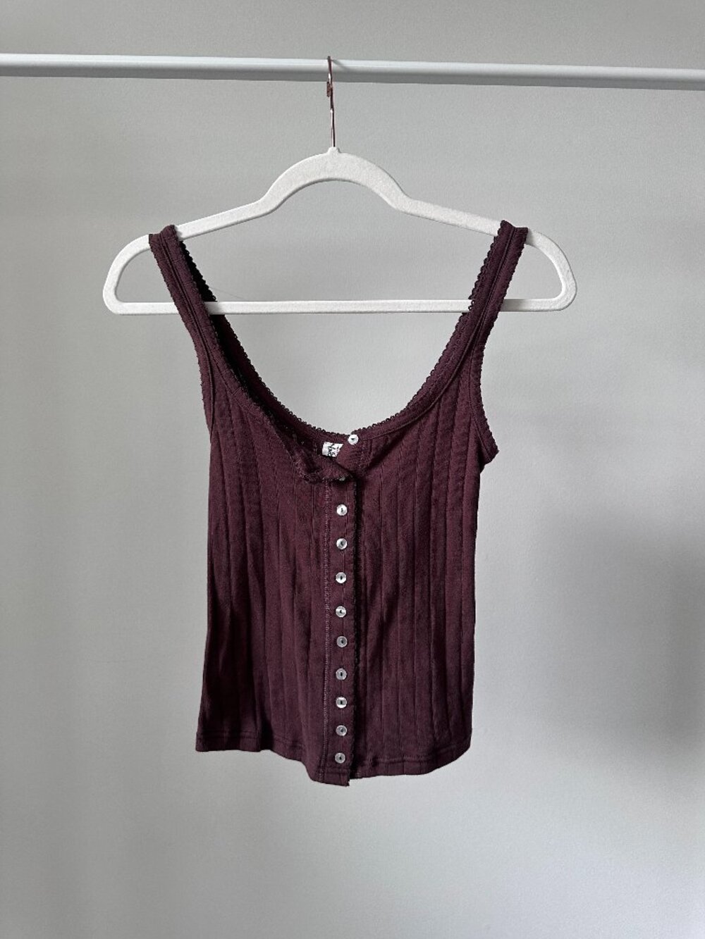 Free People Intimately End Game Pointelle Tank Brown Small Worn Once